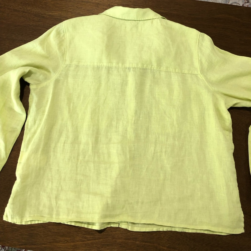 Rachel Zoe Green Linen Button Down Shirt - Picture 8 of 8